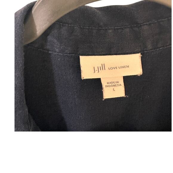 J. Jill Love Linen Sleeveless Mini Shirt Dress Minimalist Breezy Travel Navy, L - Picture 2 of 6